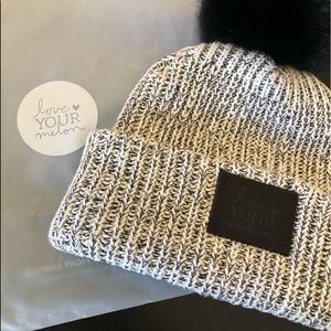 Love your Melon black speckled pom beanie